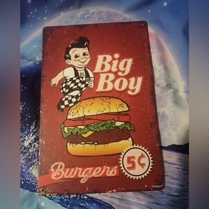 BIG BOY BURGERS "Vintage, Distressed" Metal Resturant Sign Retro Advertising NEW